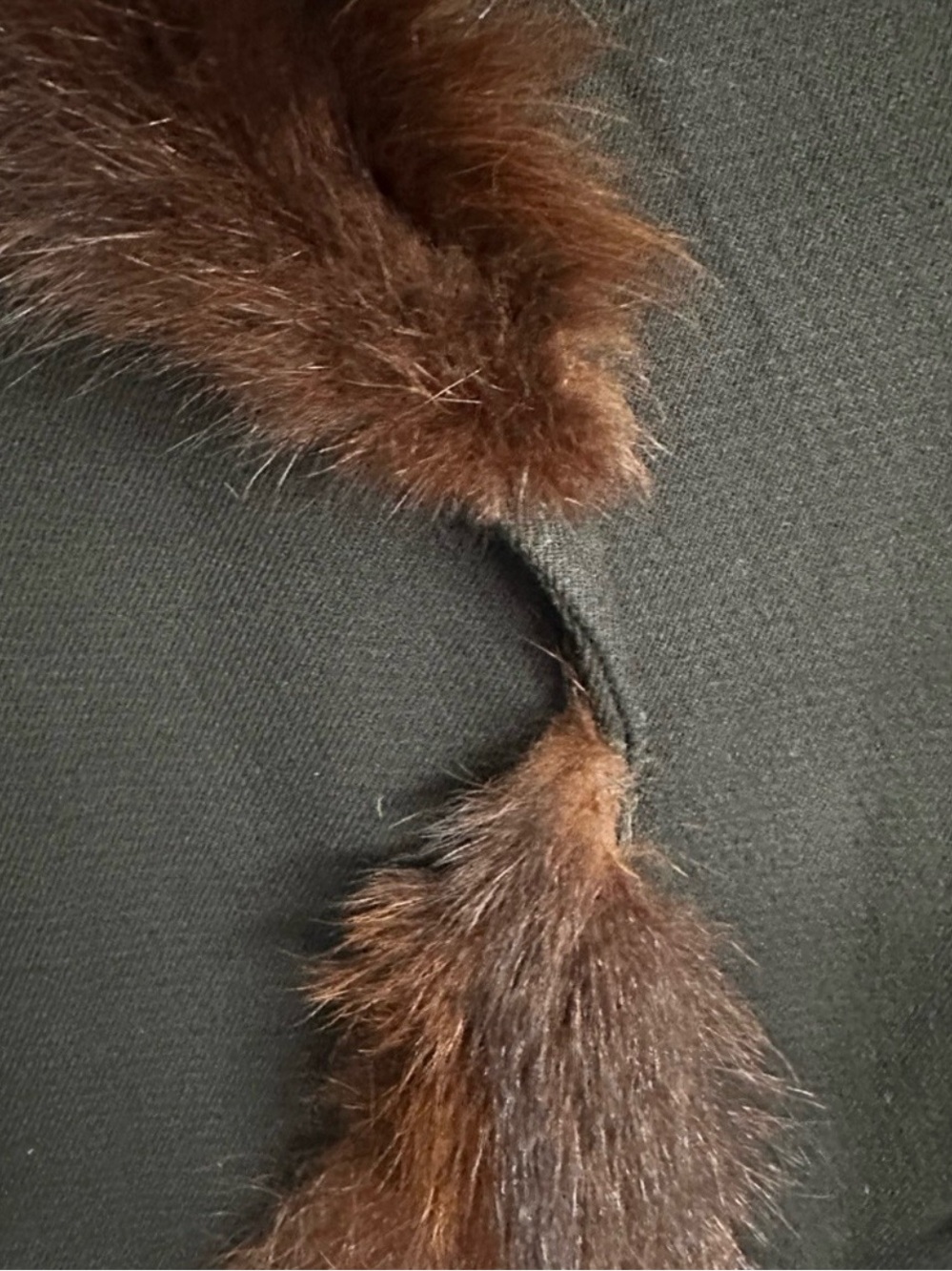 Classic Black Women's Coat with Brown Fur Trim - Picture 10 of 14